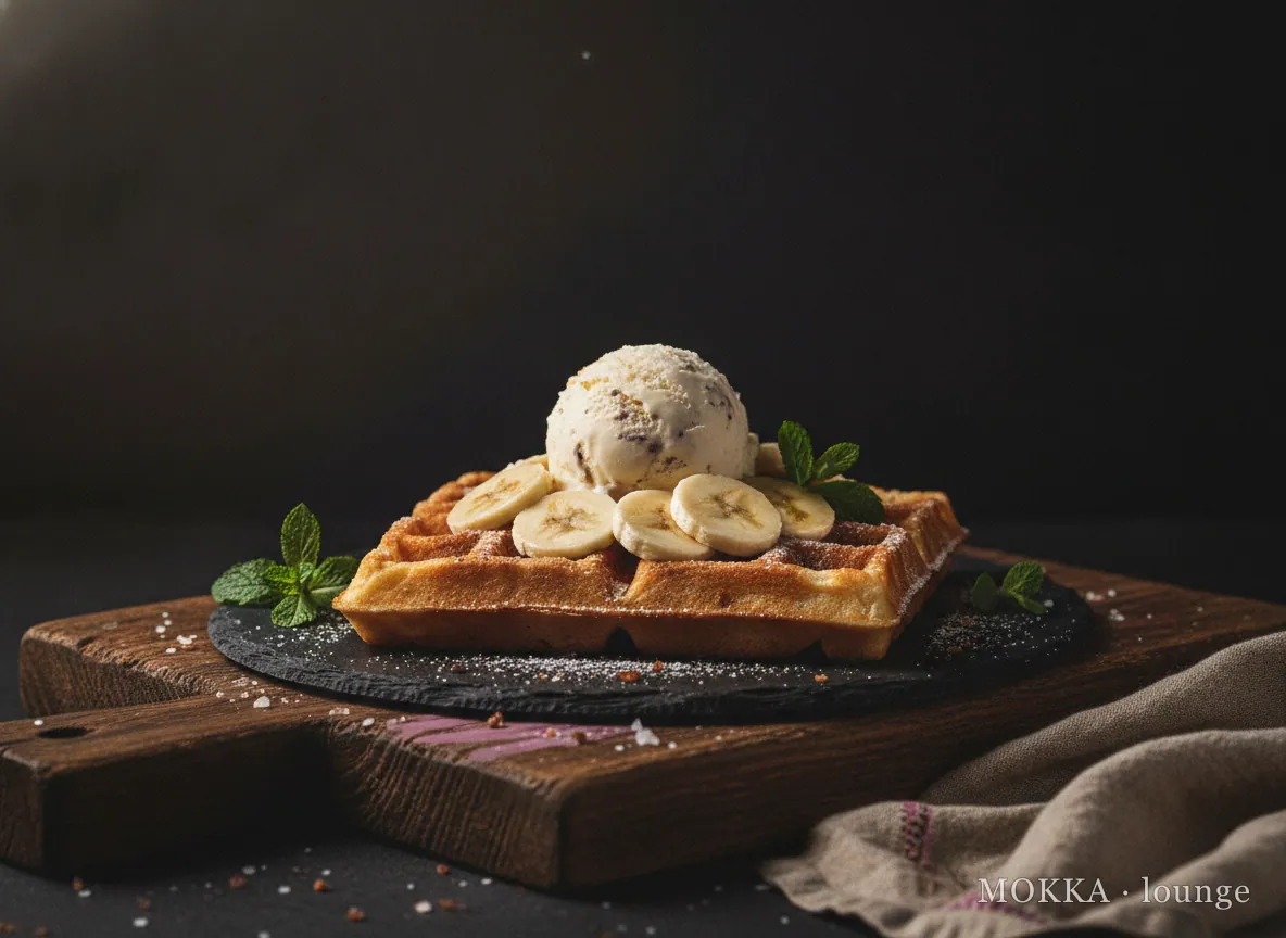 Brusselse Wafel met Ijs en Verse Banaan