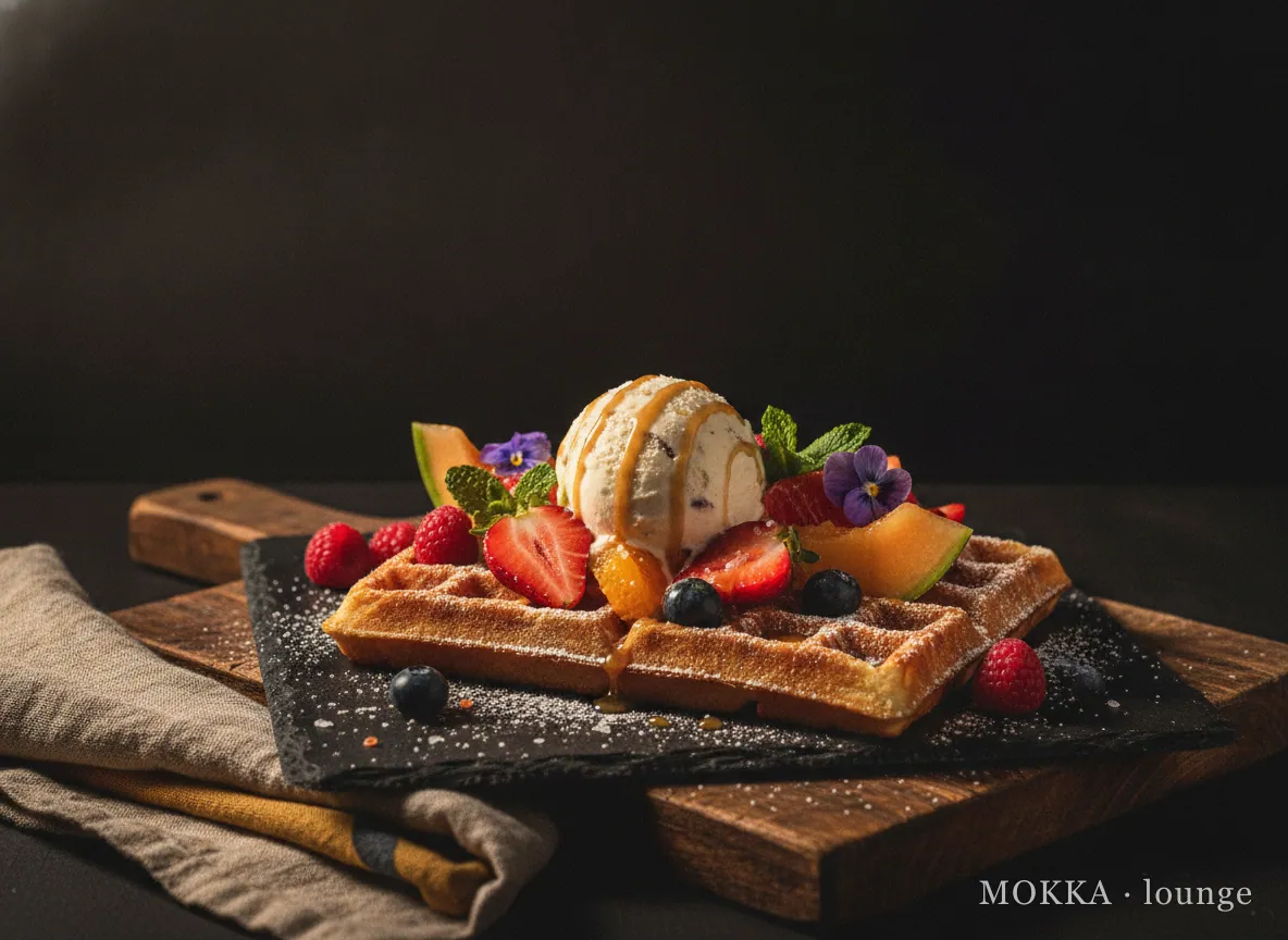 Brusselse Wafel met Ijs en Verse Seizoensfruit
