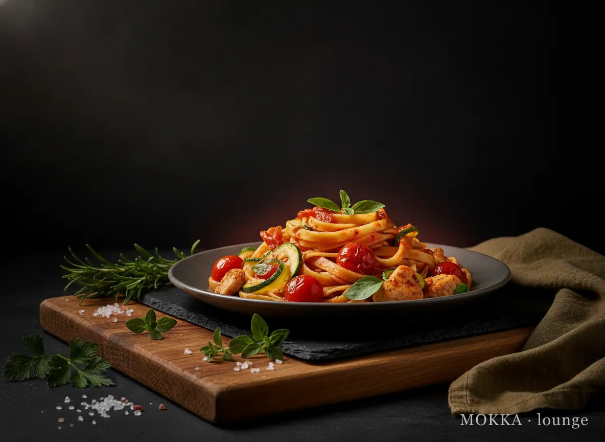 Tagliatelli Kip, Groentjes en Tomatensaus